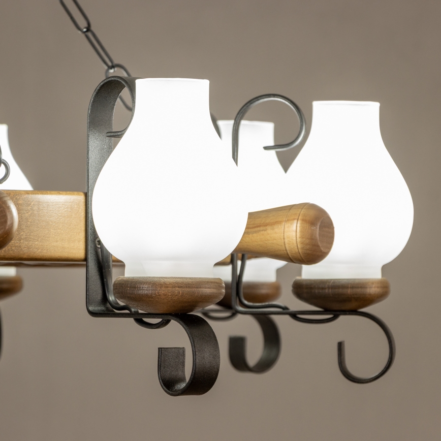 Brilagi - Liustra ant grandinės TIMONA 8xE14/40W/230V skersmuo 70 cm bukas/riešutas