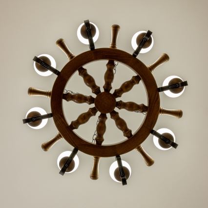 Brilagi - Liustra ant grandinės TIMONA 8xE14/40W/230V skersmuo 70 cm bukas/riešutas