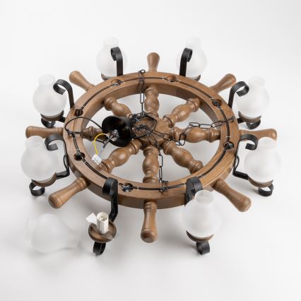 Brilagi - Liustra ant grandinės TIMONA 8xE14/40W/230V skersmuo 70 cm bukas/riešutas