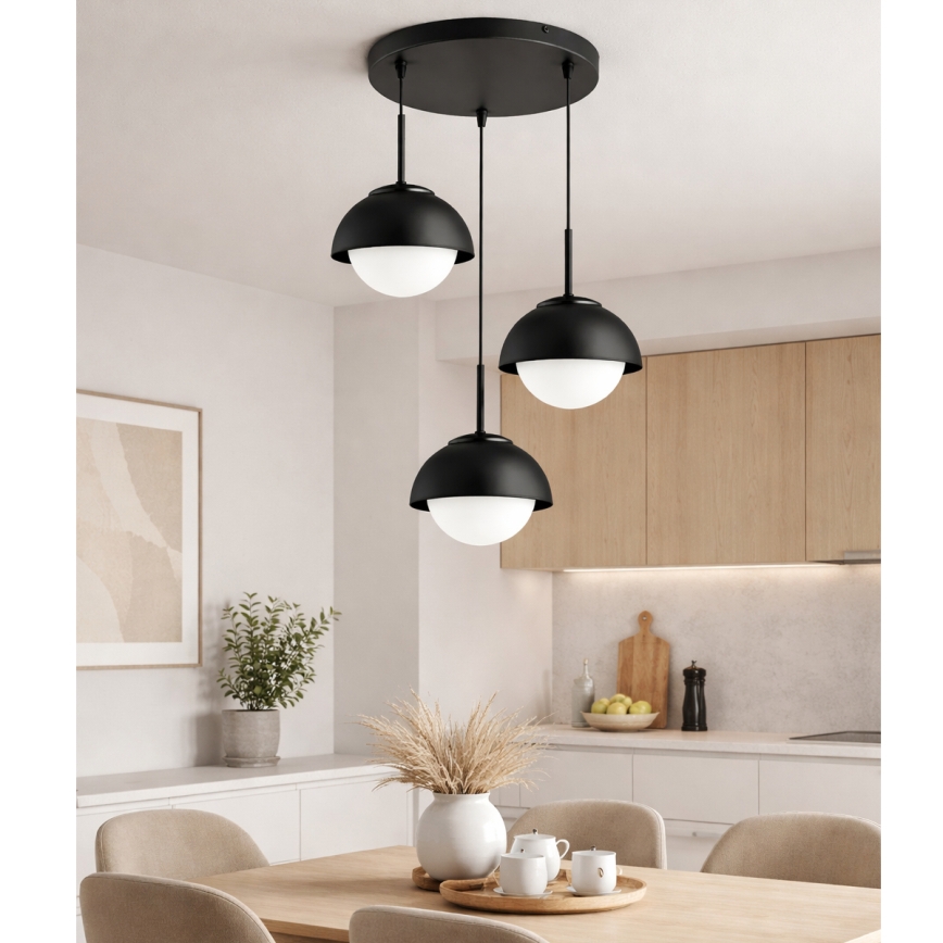 BRILAGI - Liustra ant laido COSMO 3xE27/60W/230V juoda