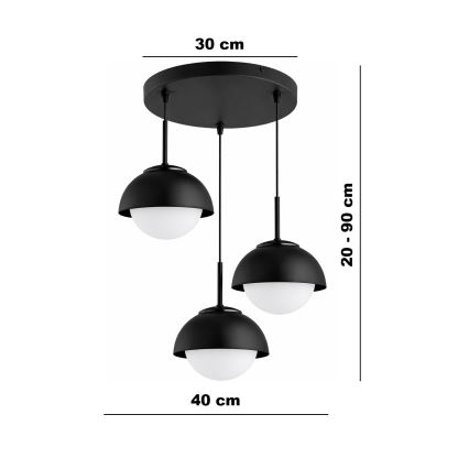 BRILAGI - Liustra ant laido COSMO 3xE27/60W/230V juoda