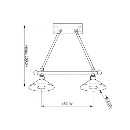 BRILAGI - Liustra ant laido FORGE 2xE27/60W/230V ruda