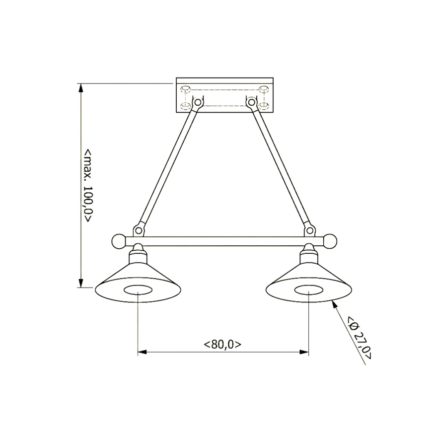 BRILAGI - Liustra ant laido FORGE 2xE27/60W/230V ruda