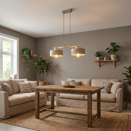 Brilagi - Liustra ant laido SPRING 2xE27/60W/230V smėlinė/auksinė