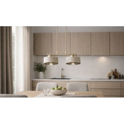 Brilagi - Liustra ant laido SPRING 2xE27/60W/230V smėlinė/auksinė