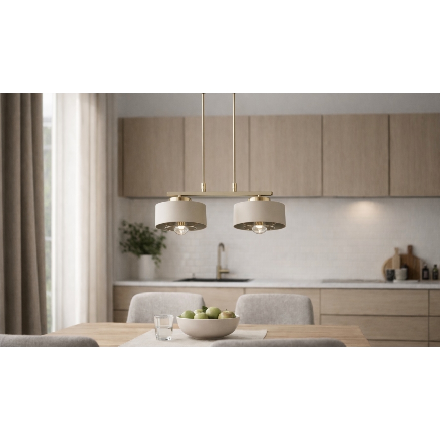 Brilagi - Liustra ant laido SPRING 2xE27/60W/230V smėlinė/auksinė