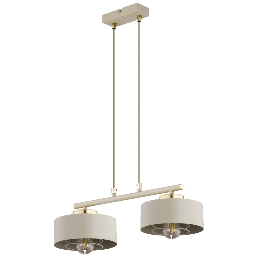 Brilagi - Liustra ant laido SPRING 2xE27/60W/230V smėlinė/auksinė