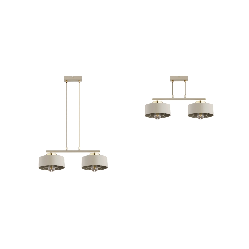 Brilagi - Liustra ant laido SPRING 2xE27/60W/230V smėlinė/auksinė
