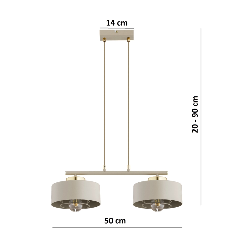Brilagi - Liustra ant laido SPRING 2xE27/60W/230V smėlinė/auksinė