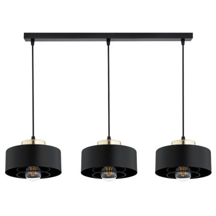 Brilagi - Liustra ant laido SPRING 3xE27/60W/230V juoda/auksinė