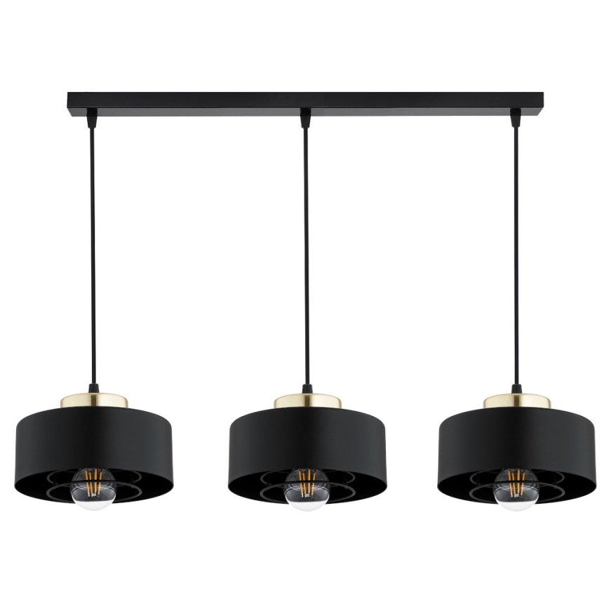 Brilagi - Liustra ant laido SPRING 3xE27/60W/230V juoda/auksinė