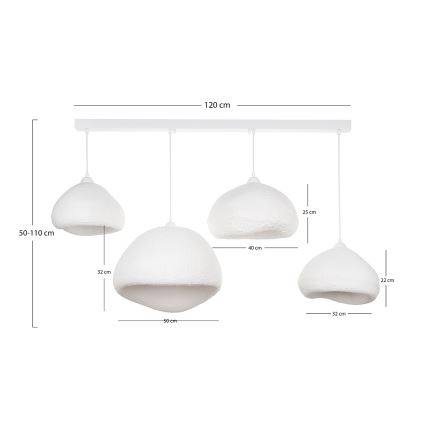 Brilagi - liustra ant laido WABI SABI 4xE27/40W/230V balta