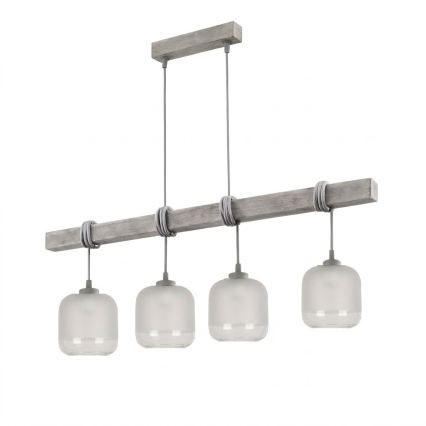 BRILAGI - Liustra ant laido WOOD GLASS 4xE27/60W/230V pušis/pilka/balta