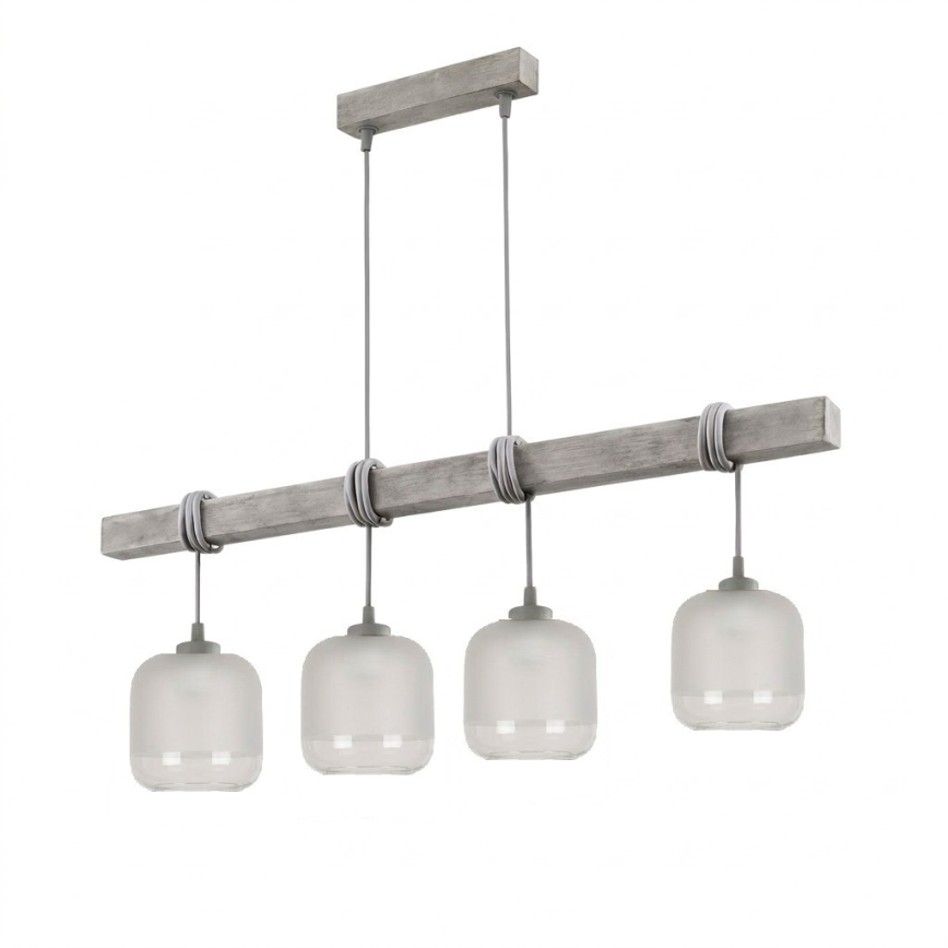 BRILAGI - Liustra ant laido WOOD GLASS 4xE27/60W/230V pušis/pilka/balta