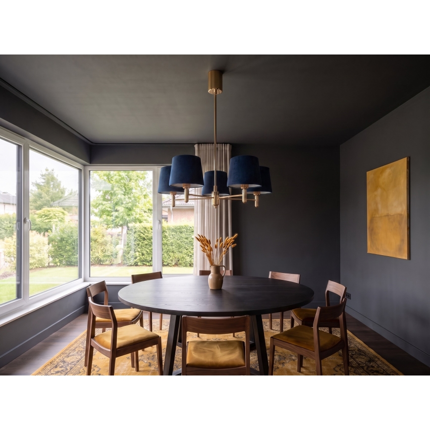 BRILAGI - Liustra ant stiebo MONTE 5xE27/60W/230V mėlyna/auksinė