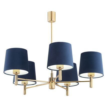 BRILAGI - Liustra ant stiebo MONTE 5xE27/60W/230V mėlyna/auksinė