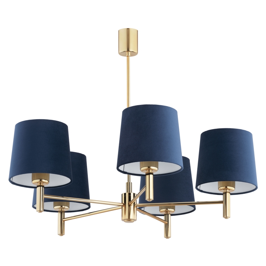 BRILAGI - Liustra ant stiebo MONTE 5xE27/60W/230V mėlyna/auksinė