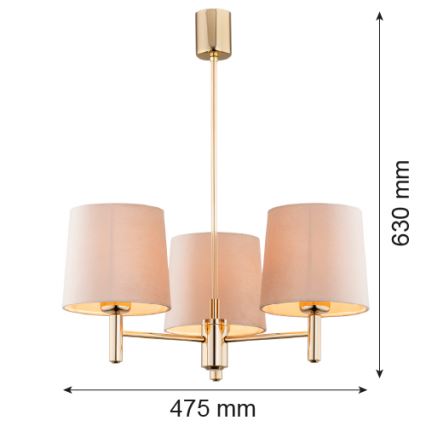 Brilagi - Liustra ant strypo MONTE 3xE27/15W/230V smėlio/auksinė