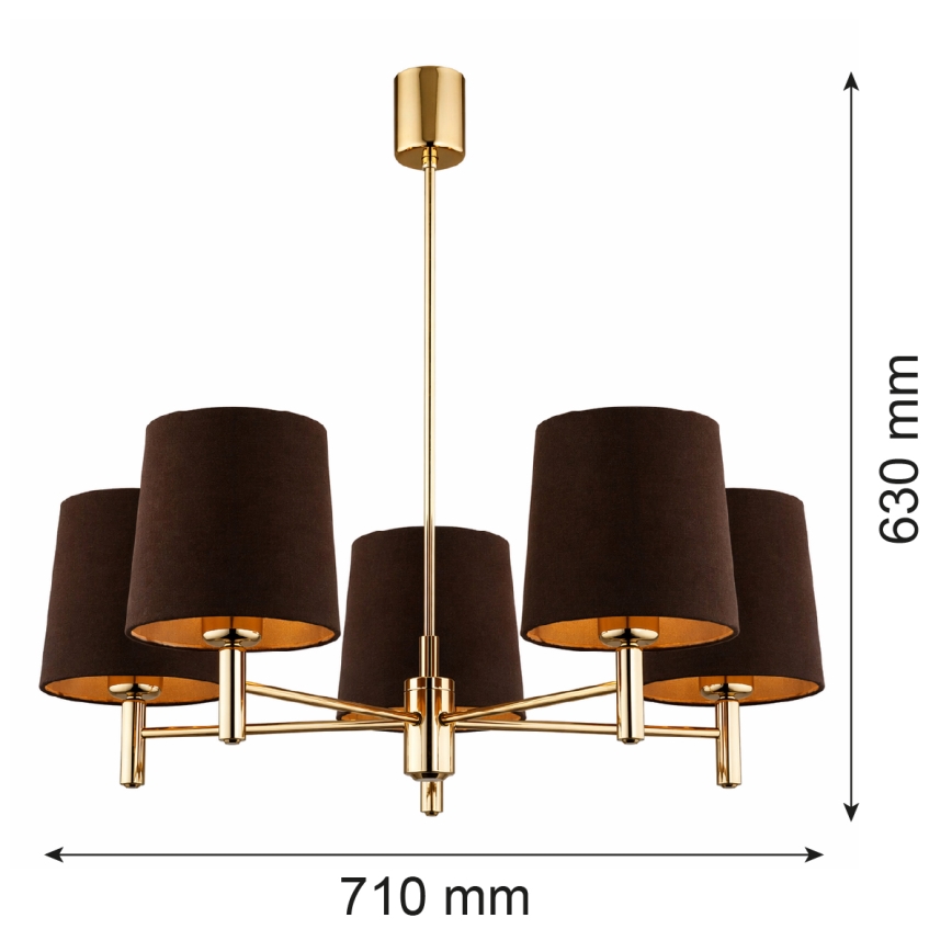 Brilagi - Liustra ant strypo MONTE 5xE27/15W/230V ruda/auksinė