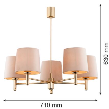 Brilagi - Liustra ant strypo MONTE 5xE27/15W/230V smėlio spalvos/auksinė