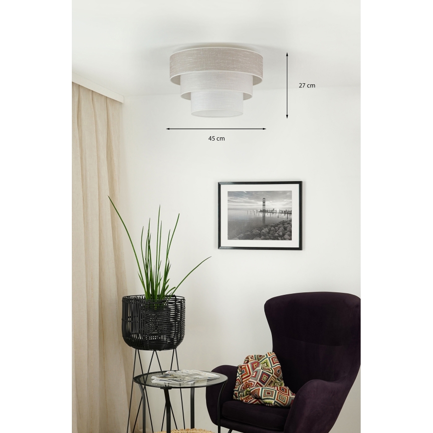 Brilagi - Lubinis šviestuvas ALASKA LUNETA 1xE27/15W/230V diametras 45 cm pilka/kreminė