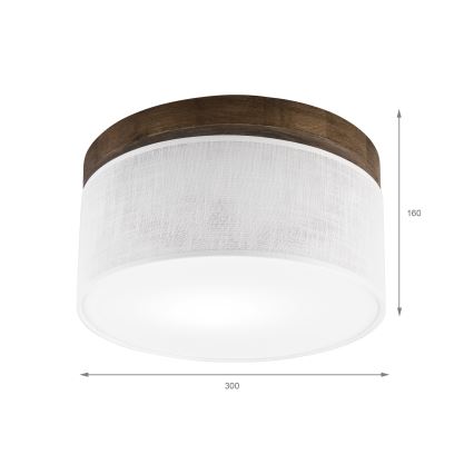 Brilagi - Lubinis šviestuvas BELLADONNA 1xE27/15W/230V diametras 30 cm balta/ąžuolas