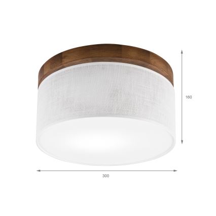 Brilagi - Lubinis šviestuvas BELLADONNA 1xE27/15W/230V diametras 30 cm balta/ąžuolas vyšnia