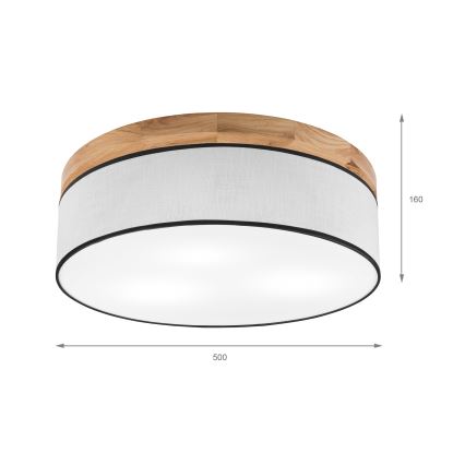 Brilagi - Lubinis šviestuvas BELLADONNA 3xE27/15W/230V diametras 50 cm balta/ąžuolas