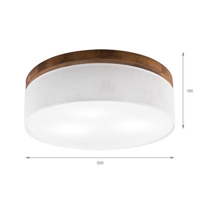 Brilagi - Lubinis šviestuvas BELLADONNA 3xE27/15W/230V diametras 50 cm balta/ąžuolas vyšnia