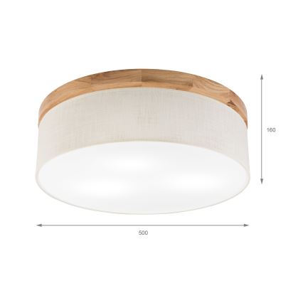 Brilagi - Lubinis šviestuvas BELLADONNA 3xE27/15W/230V diametras 50 cm kreminė/ąžuolas