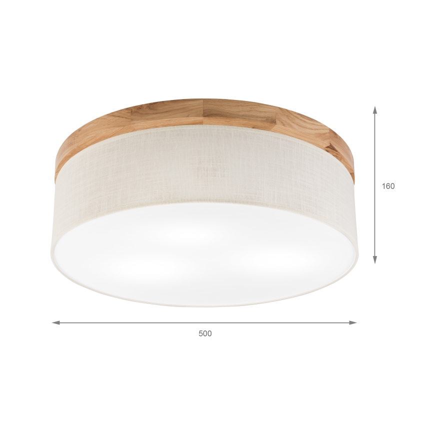 Brilagi - Lubinis šviestuvas BELLADONNA 3xE27/15W/230V diametras 50 cm kreminė/ąžuolas