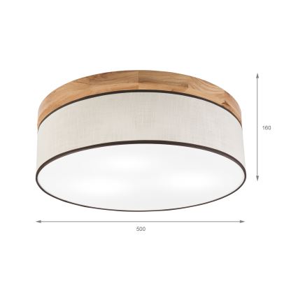 Brilagi - Lubinis šviestuvas BELLADONNA 3xE27/15W/230V diametras 50 cm kreminė/ąžuolas