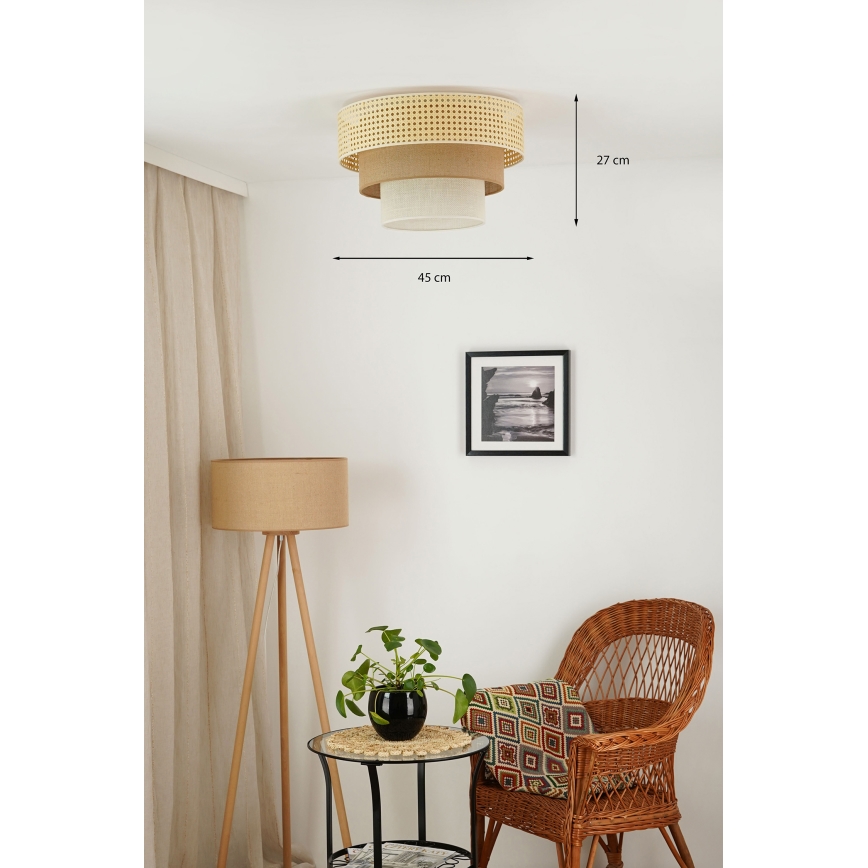 Brilagi - Lubinis šviestuvas CEDAR LUNETA 1xE27/15W/230V diametras 45 cm smėlio spalva/ruda/kreminė
