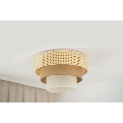 Brilagi - Lubinis šviestuvas CEDAR LUNETA 1xE27/15W/230V skersmuo 45 cm rotangas/ruda/kremine