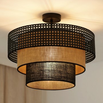 Brilagi - Lubinis šviestuvas DAKOTA LUNETA 1xE27/15W/230V skersmuo 45 cm juodas/rotangas