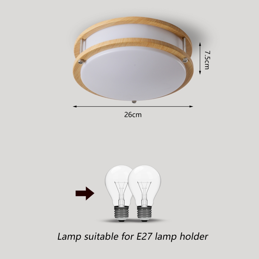 Brilagi - Lubinis šviestuvas ELARO, 2xE27/40W/230V, skersmuo 26 cm, medžio dekoras