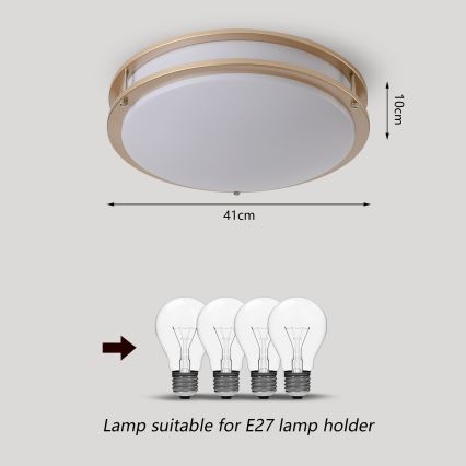 Brilagi - lubinis šviestuvas ELARO 4xE27/40W/230V, skersmuo 41 cm, auksinis