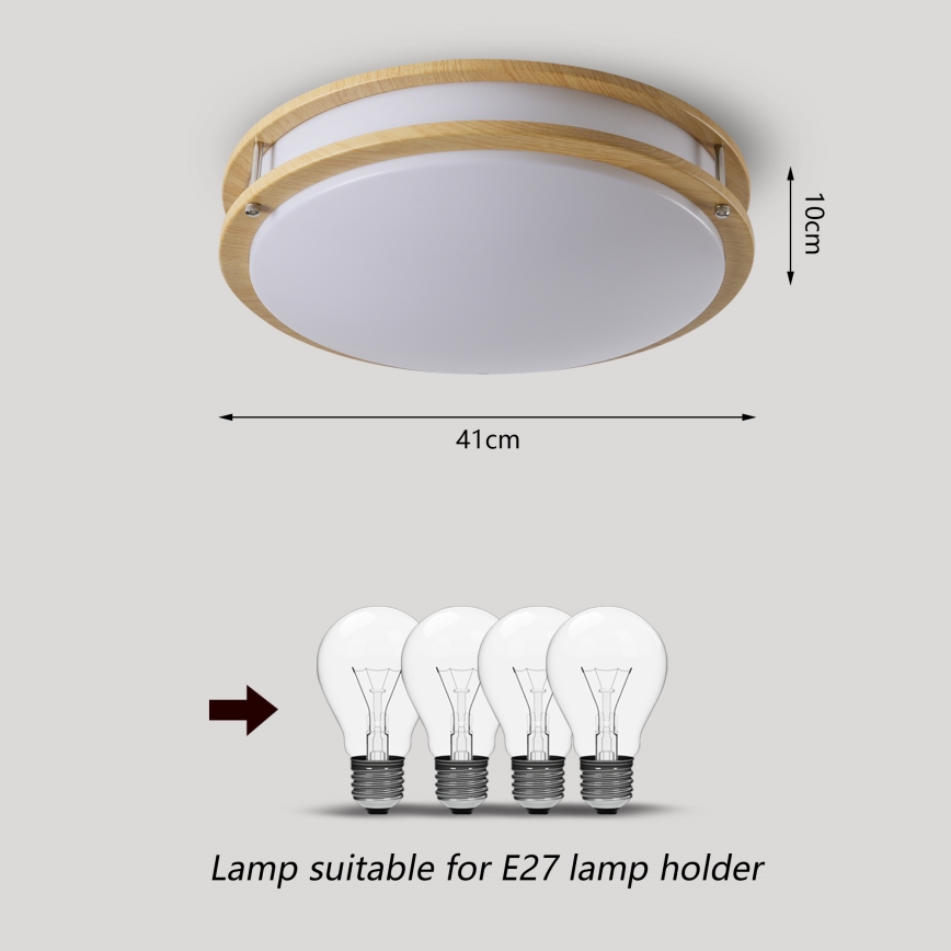 Brilagi - lubinis šviestuvas ELARO 4xE27/40W/230V, skersmuo 41 cm, su medžio dekoru