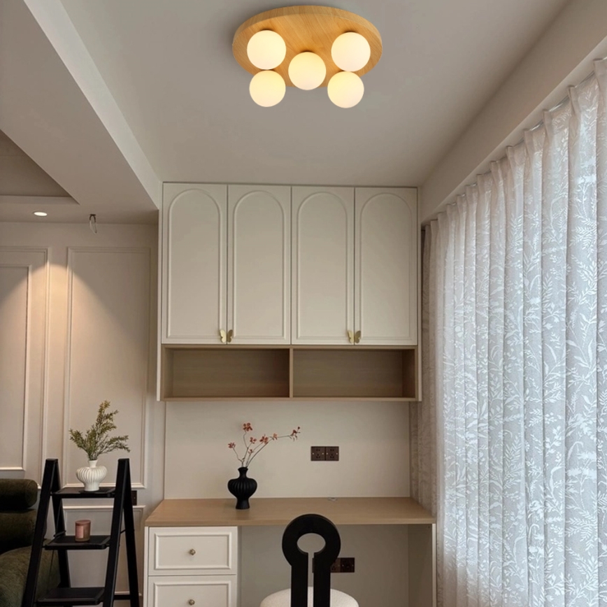 Brilagi - Lubinis šviestuvas LUND WOOD 5xG9/9W/230V skersmuo 40 cm, medinis