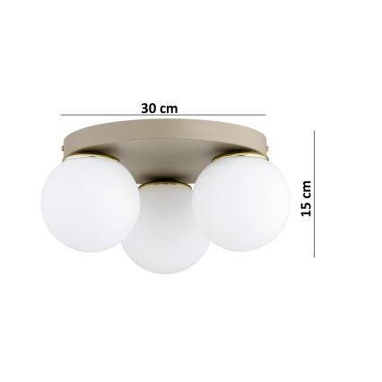 Brilagi - Lubinis šviestuvas MILO ECRU 1xE27/60W/230V, skersmuo 15 cm, smėlio/auksinė