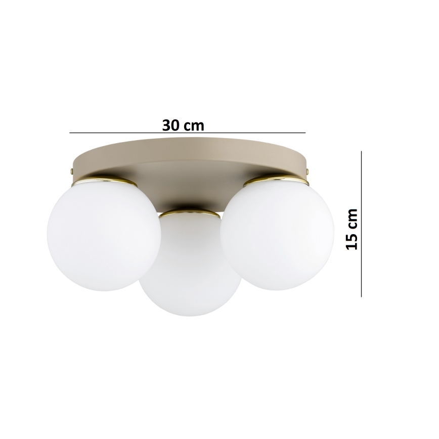 Brilagi - Lubinis šviestuvas MILO ECRU 1xE27/60W/230V, skersmuo 15 cm, smėlio/auksinė