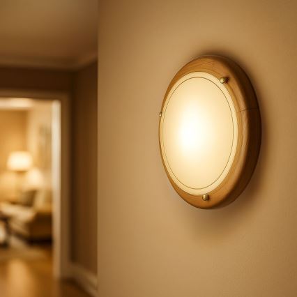 Brilagi - lubinis šviestuvas ORBIS 1xE27/60W/230V, Ø 30 cm, pušies apdaila