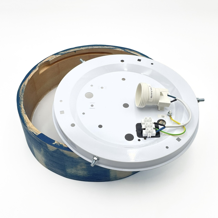 Brilagi - lubinis šviestuvas PINO, 1xE27/15W/230V, pušies/mėlyna, skersmuo 27,5 cm