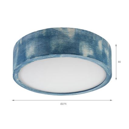 Brilagi - lubinis šviestuvas PINO, 1xE27/15W/230V, pušies/mėlyna, skersmuo 27,5 cm