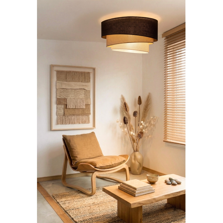 Brilagi - Lubinis šviestuvas TRIO 3xE27/60W/230V Ø 60 cm ruda/bėžinė/balta