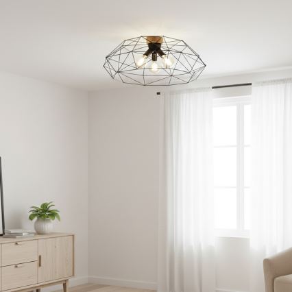 Brilagi - Lubinis šviestuvas WOODY BASKET 3xE27/60W/230V, skersmė 80 cm, ąžuolas