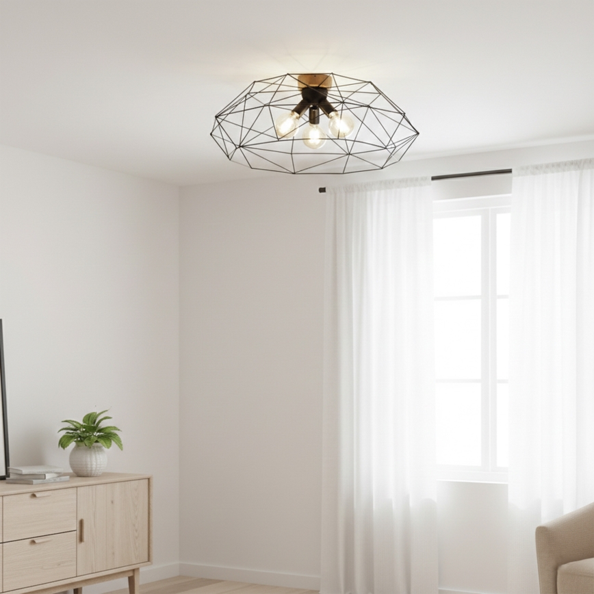 Brilagi - Lubinis šviestuvas WOODY BASKET 3xE27/60W/230V, skersmė 80 cm, ąžuolas