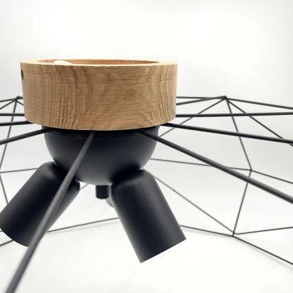 Brilagi - Lubinis šviestuvas WOODY BASKET 3xE27/60W/230V, skersmė 80 cm, ąžuolas