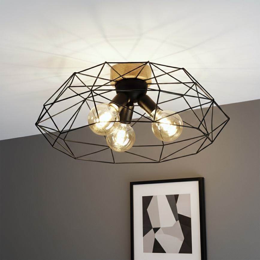 Brilagi - lubinis šviestuvas WOODY BASKET 3xE27/60W/230V skersmuo 60 cm, ąžuolas