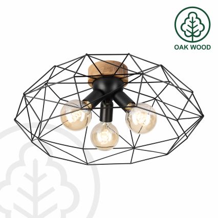 Brilagi - lubinis šviestuvas WOODY BASKET 3xE27/60W/230V skersmuo 60 cm, ąžuolas